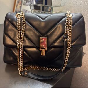 Aldo Black Shoulder Bag with Gold Chain